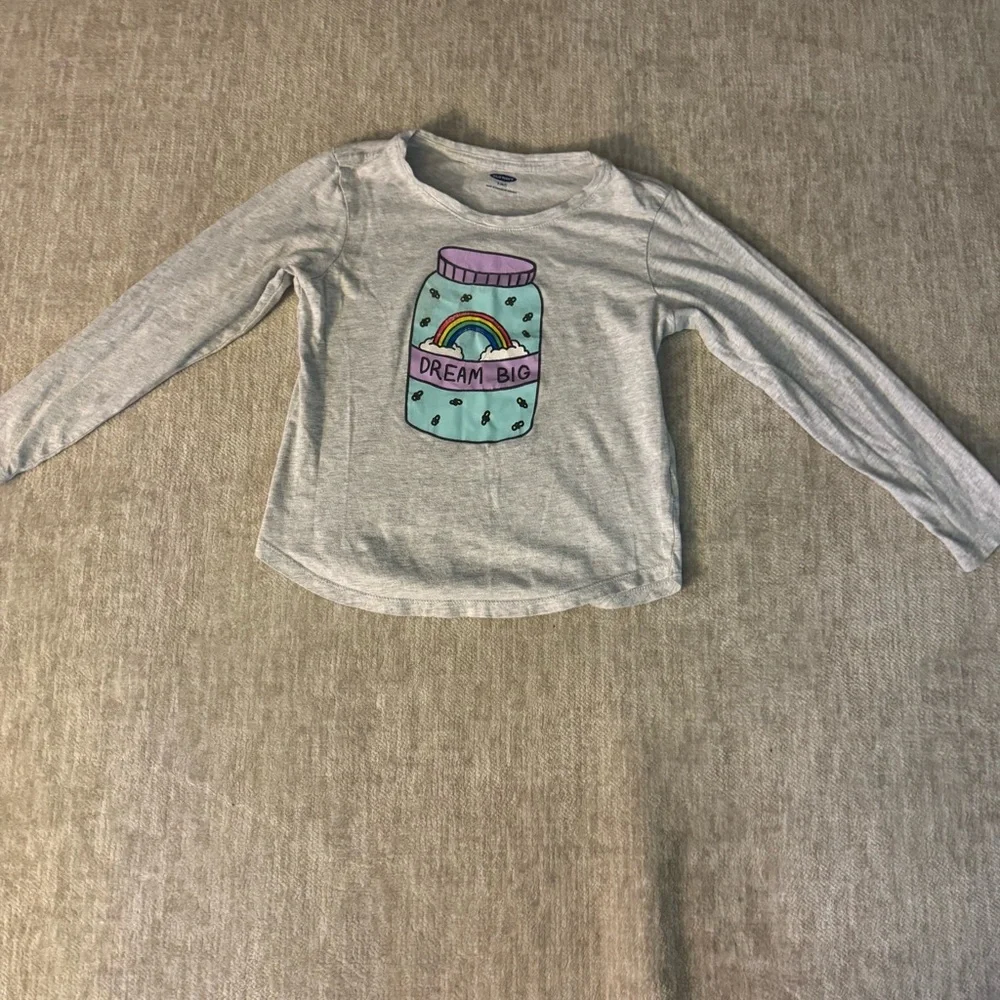 Old Navy girls Kids Light Gray Long Sleeve Tee Size Small (6-7)